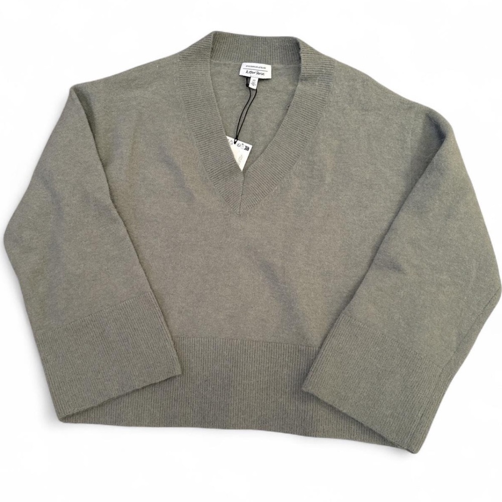 & Other Stories Sage Green Alpaca V-Neck Sweater